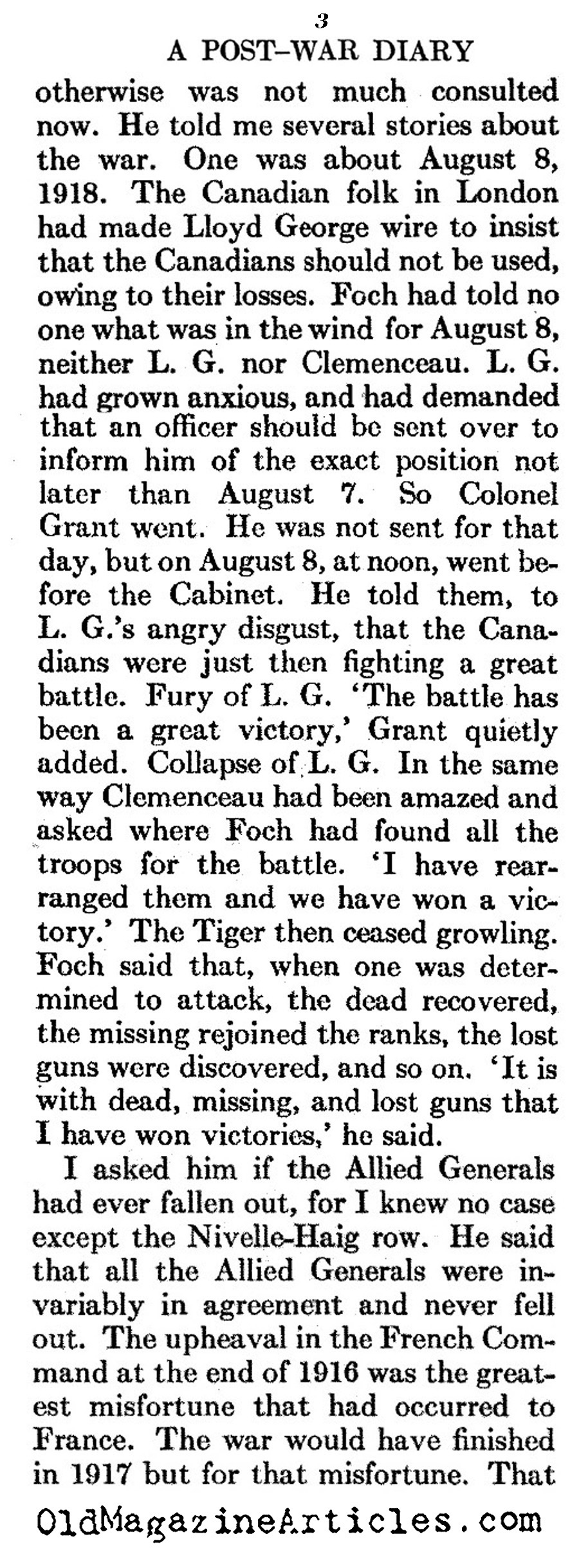 Post-War Diary (Atlantic Monthly, 1928)